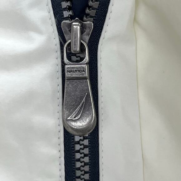 Vintage 90s Nautica Mens XL Sailing Windbreaker Raincoat NS-83 Hooded White - Picture 15 of 15